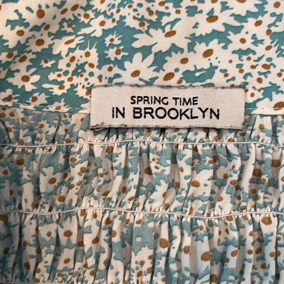 Spring Time in Brooklyn Blue and Yellow Cropped Top size XS - Picture 2 of 4